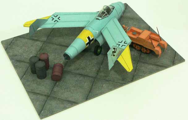 Диорама Истребитель Blohm & Voss P212 и мотоцикл SdKfz 2 paper model
