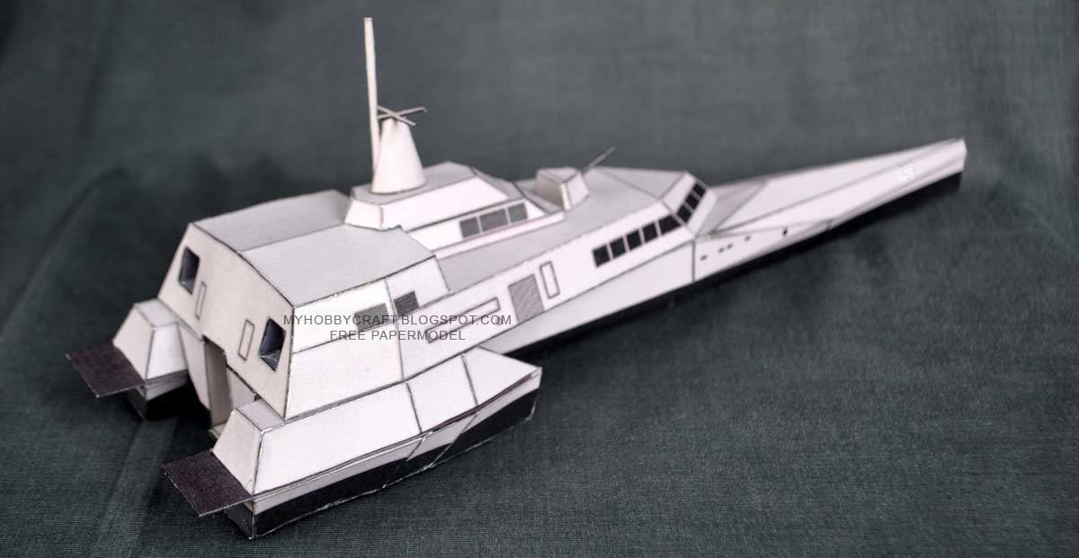 Катер-тримаран KRI Klewang paper model