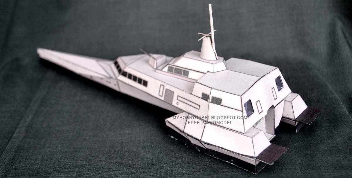 Катер-тримаран KRI Klewang paper model