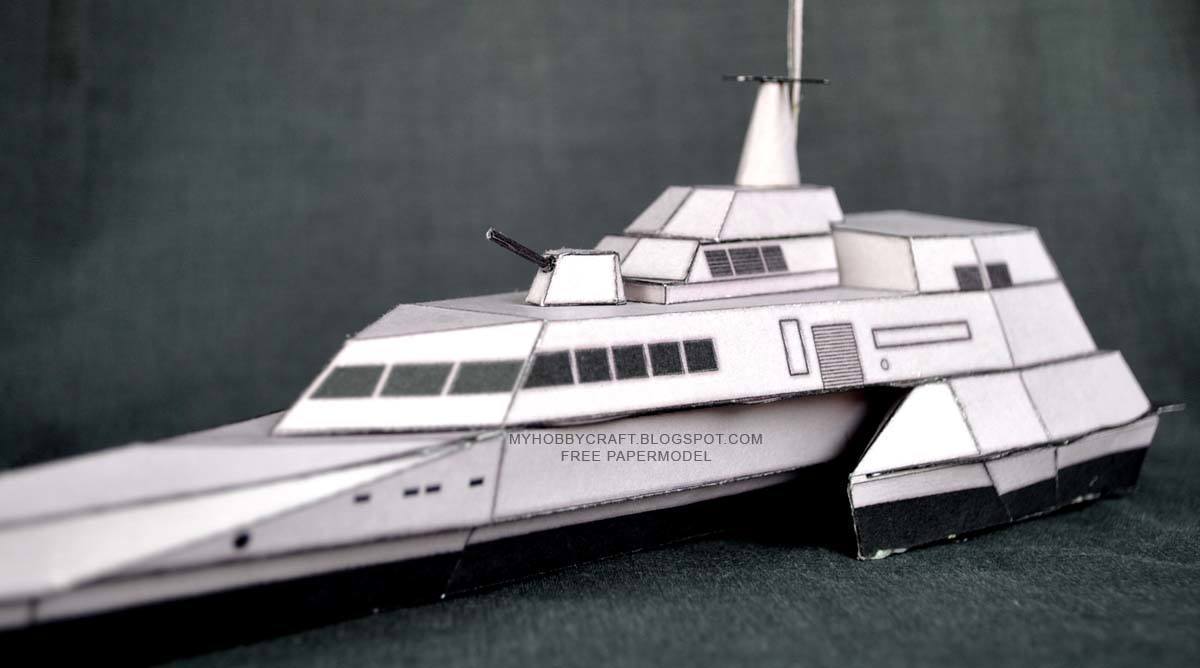 Катер-тримаран KRI Klewang paper model