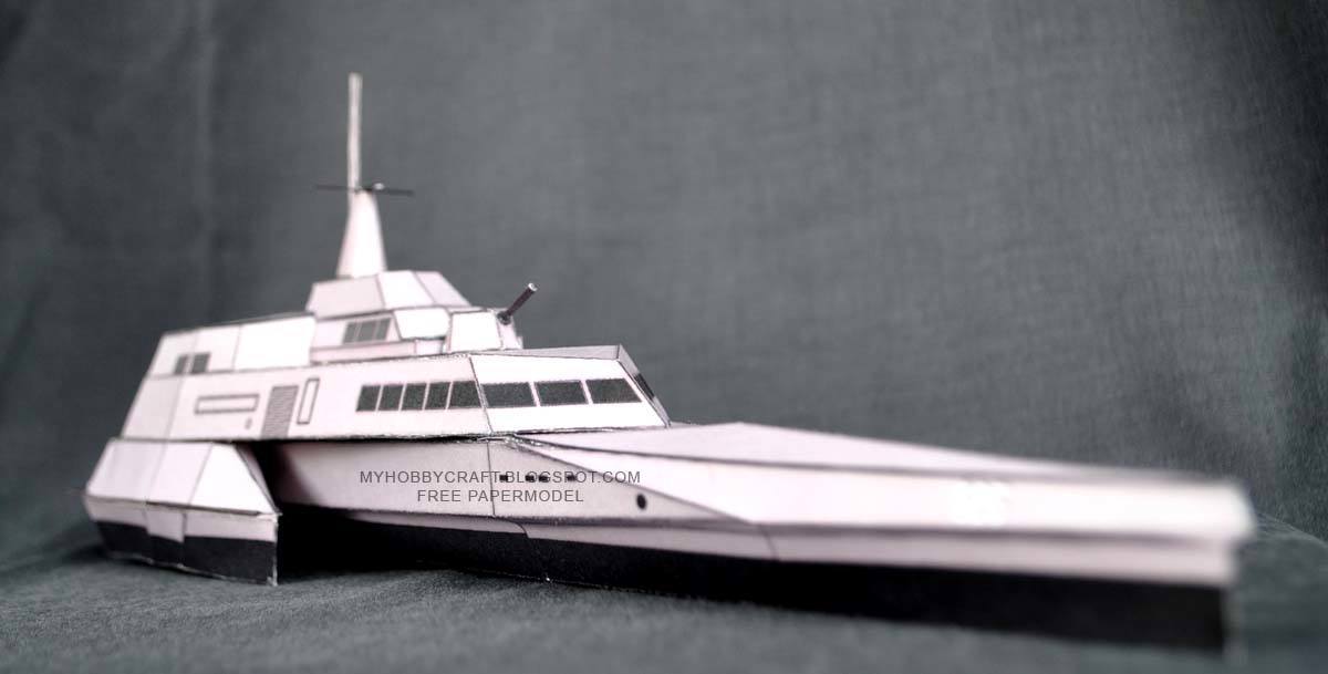 Катер-тримаран KRI Klewang paper model