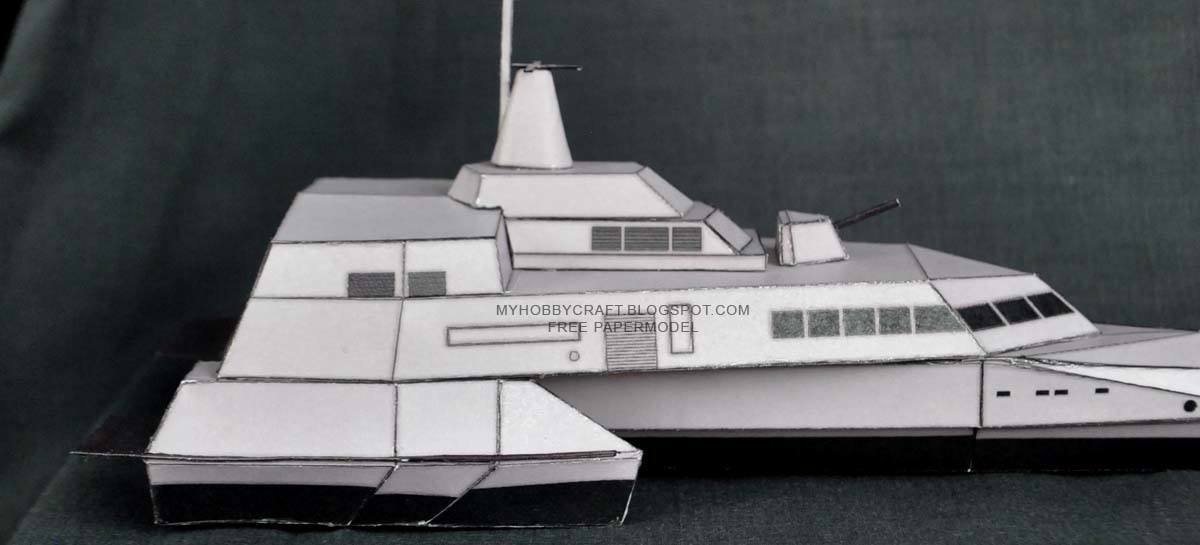 Катер-тримаран KRI Klewang paper model