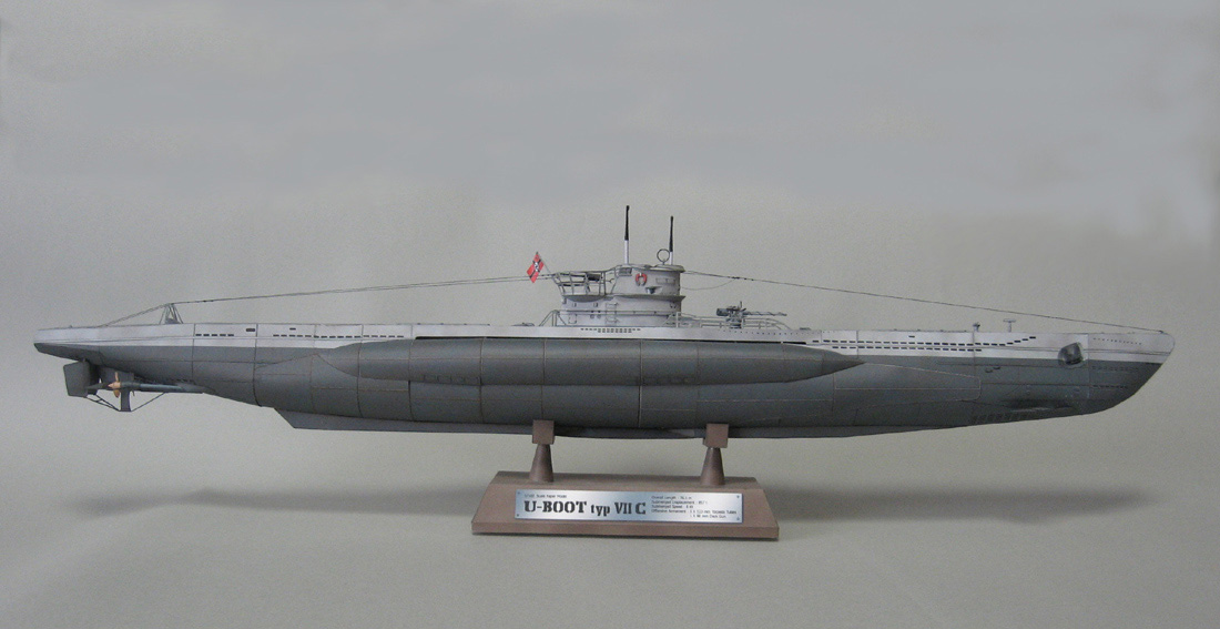 Подводная лодка типа VII-C paper model