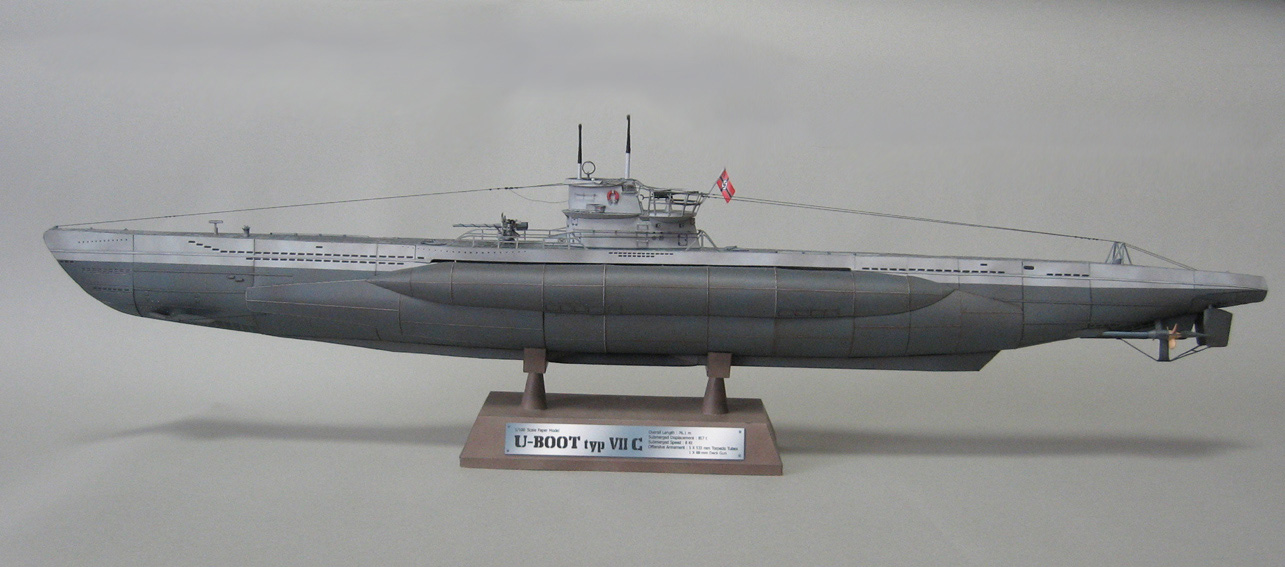 Подводная лодка типа VII-C paper model