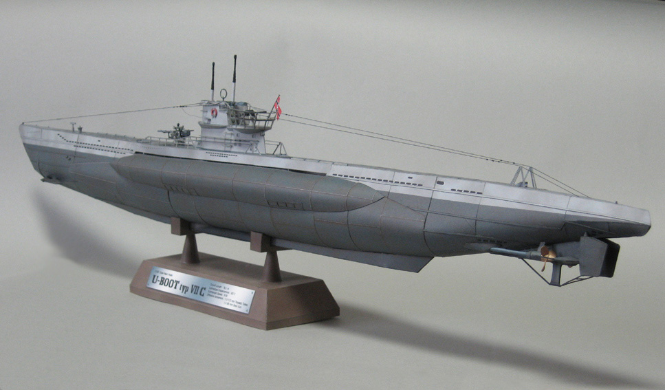 Подводная лодка типа VII-C paper model