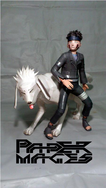 Киба Инузука и Акамару (Наруто) paper model