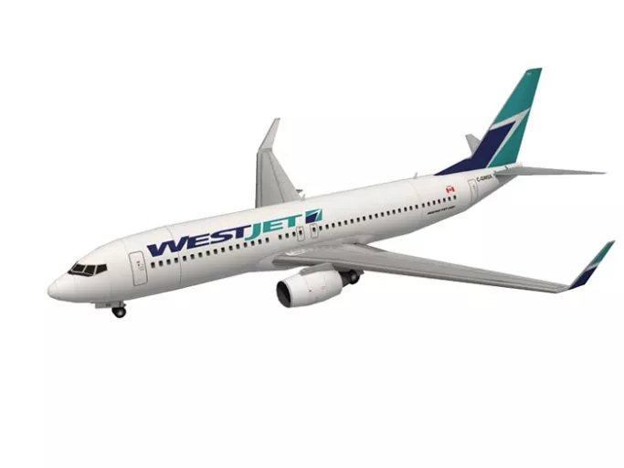 Авиалайнер Boeing 737-800 WestJet paper model