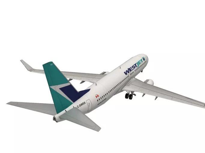 Авиалайнер Boeing 737-800 WestJet paper model
