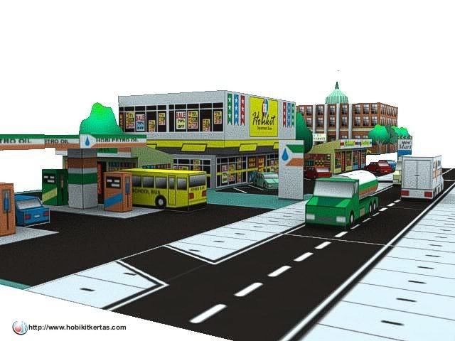 HobiСity - Автозаправка, минимаркет и универмаг [серия, часть 3/3] paper model