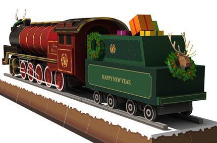 Рождественский поезд paper model