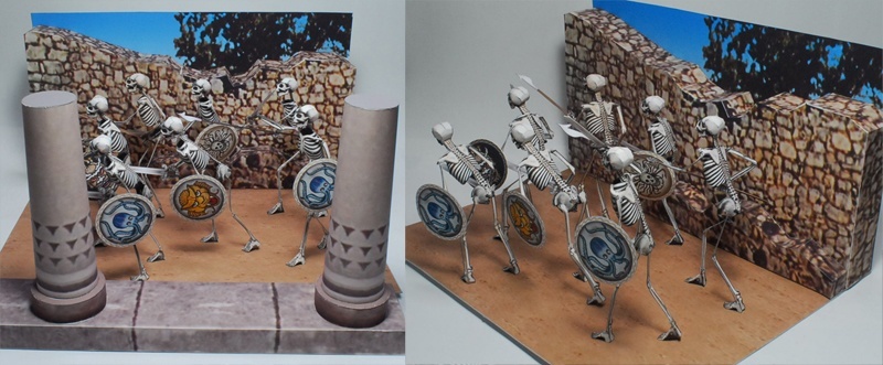 Диорама Семь скелетов-воинов (Ясон и аргонавты) paper model