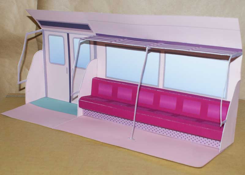 Интерьер вагона метро paper model