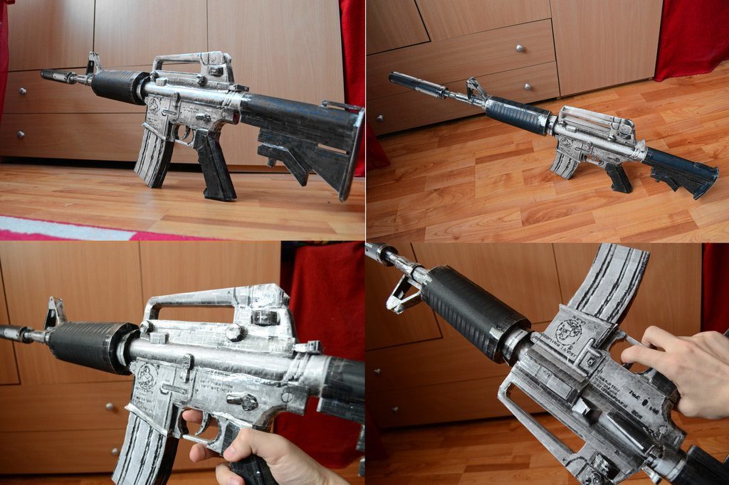Автомат M4A1-S Silver (Crossfire) paper model