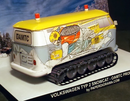 Гусеничный автомобиль Volkswagen Transporter T1 Snowcat Adventuremobile paper model