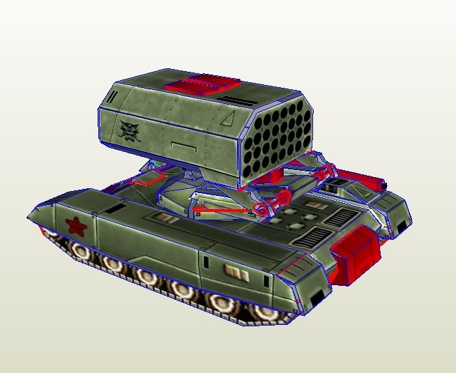 Тяжёлая огнемётная система ТОС-1 Буратино (Command & Conquer) paper model