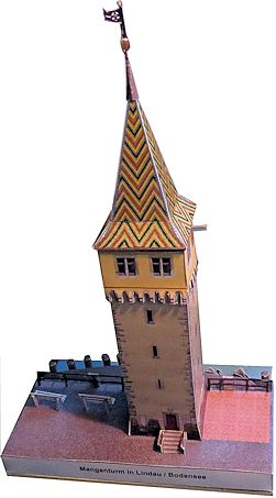 Башня Mangenturm (Линдау, Германия), масштаб 1:160 paper model