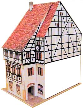 Фахверковый дом (Ванген-им-Алльгой, Германия), масштаб 1:87 paper model