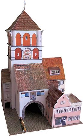 Ворота Lindauer Tor (Ванген-им-Алльгой, Германия), масштаб 1:87 paper model