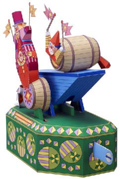 Движущаяся модель Клоун в бочке paper model