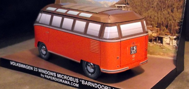Автомобиль Volkswagen Transporter T1 Bardoor paper model