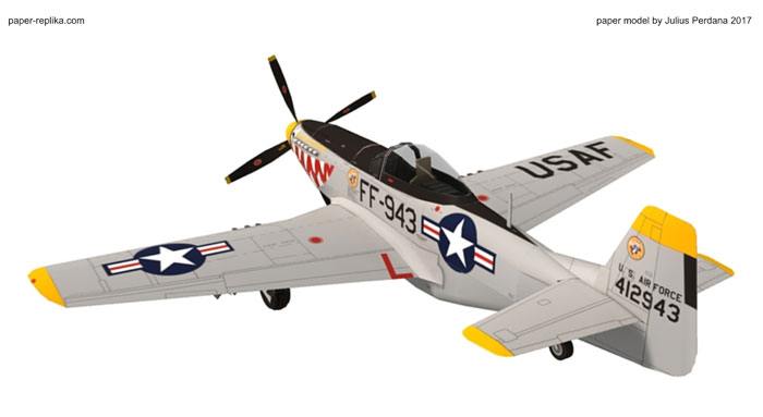 Истребитель North American P-51 Mustang FF-943 paper model