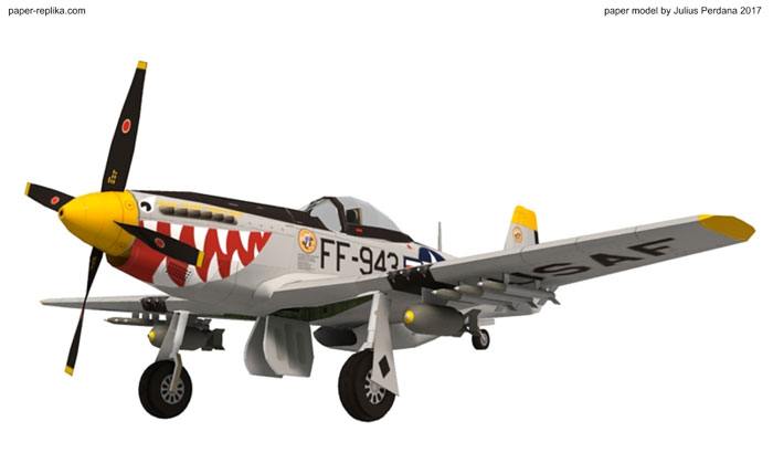 Истребитель North American P-51 Mustang FF-943 paper model