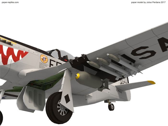 Истребитель North American P-51 Mustang FF-943 paper model