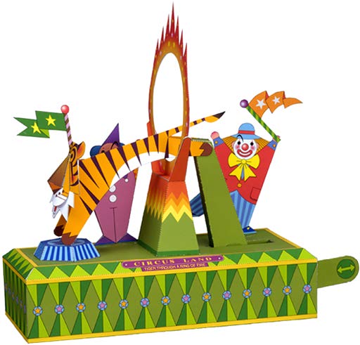 Движущаяся модель Прыгающий через кольцо огня тигр paper model