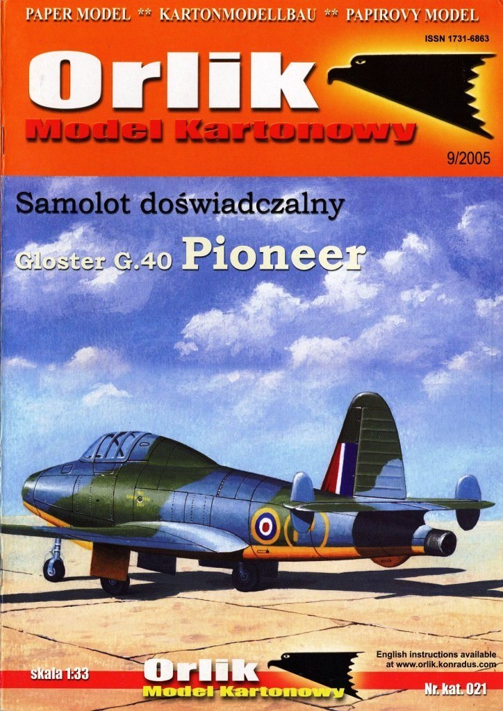 Orlik - 021 - Экспериментальный самолет Gloster G-40 Pioneer