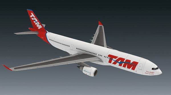 Авиалайнер Airbus A330-234 TAM Airlines paper model