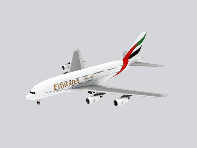 Авиалайнер Airbus A380 Emirates Airline paper model