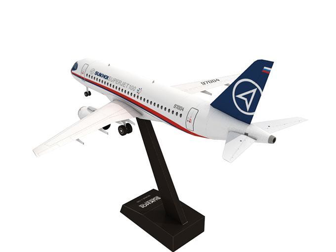 Самолет Сухой Суперджет 100 paper model