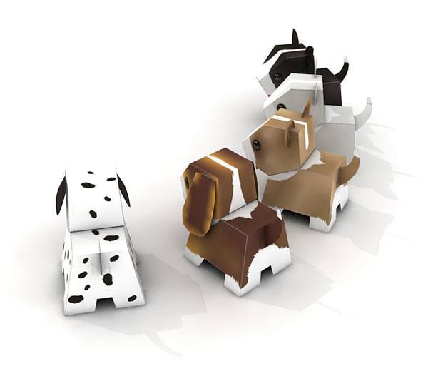 Щенки paper model