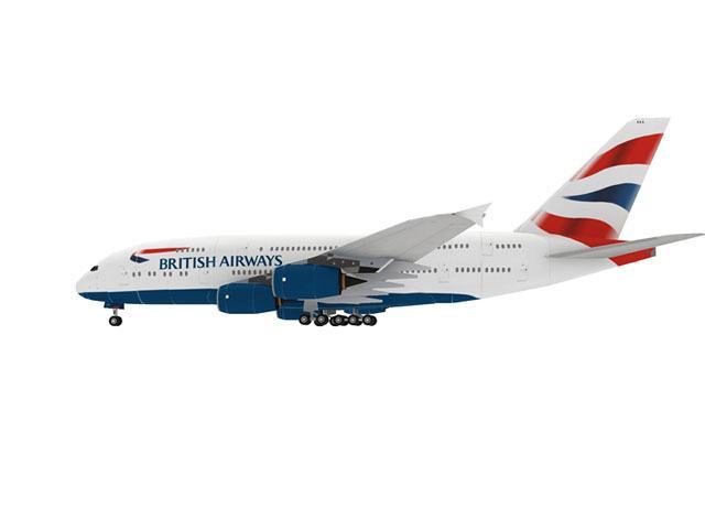 Авиалайнер Airbus A380 British Airways paper model