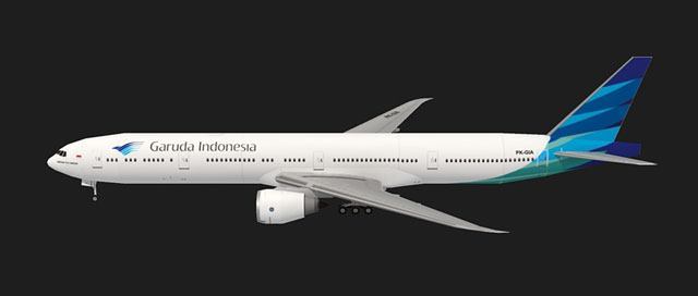 Авиалайнер Boeing 777 Garuda Indonesia paper model
