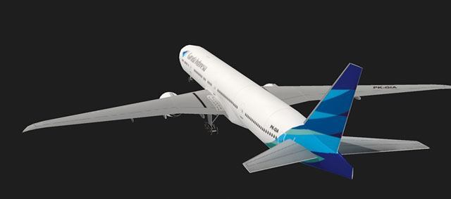 Авиалайнер Boeing 777 Garuda Indonesia paper model