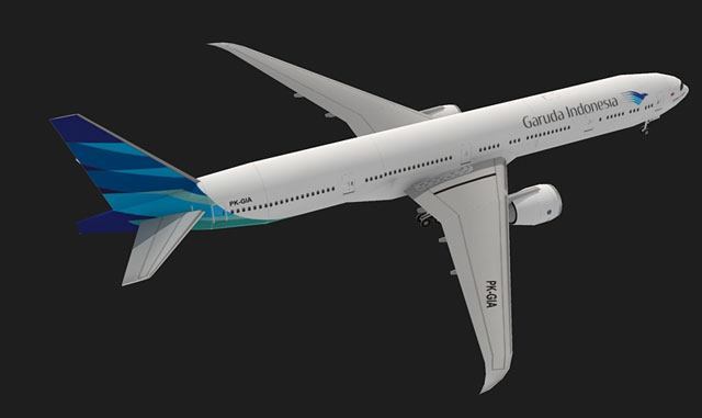Авиалайнер Boeing 777 Garuda Indonesia paper model