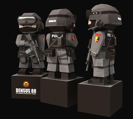 Боец Отряда 88 (серый) paper model