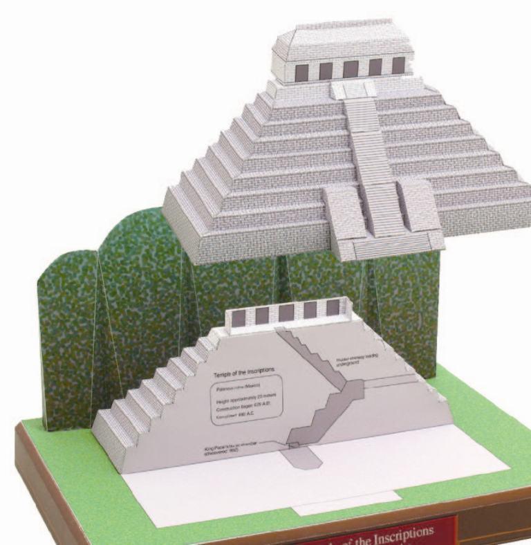 Храм надписей, Мексика paper model