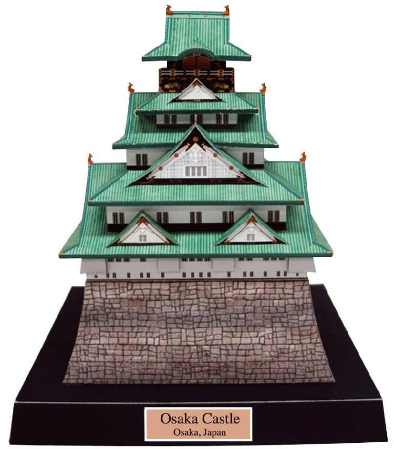 Замок в Осаке, Япония paper model