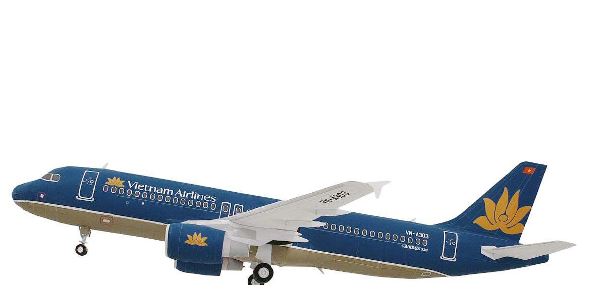 Авиалайнер Airbus A320 Vietnam Airlines paper model