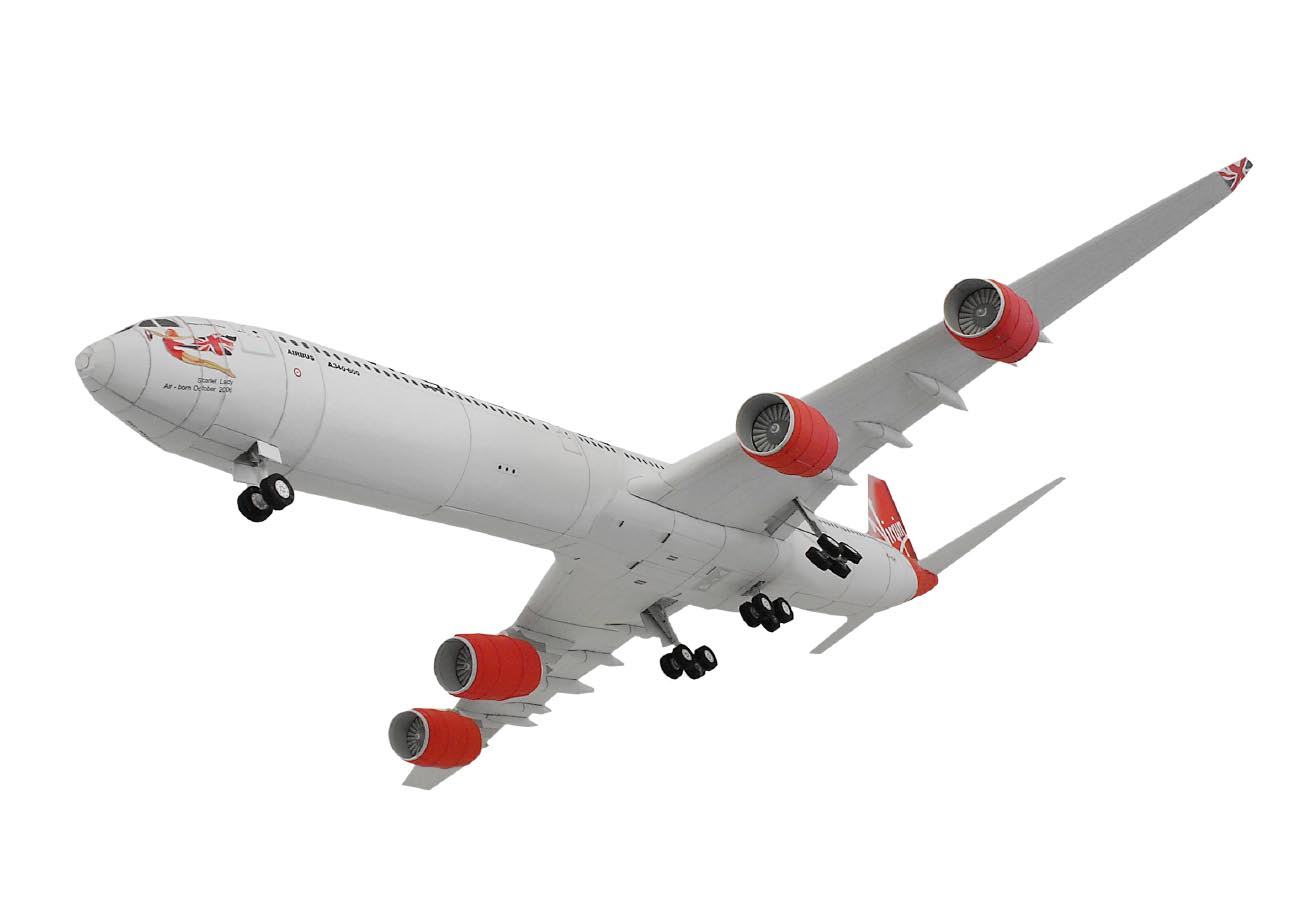 Авиалайнер Airbus A340-600 Virgin Atlantic paper model