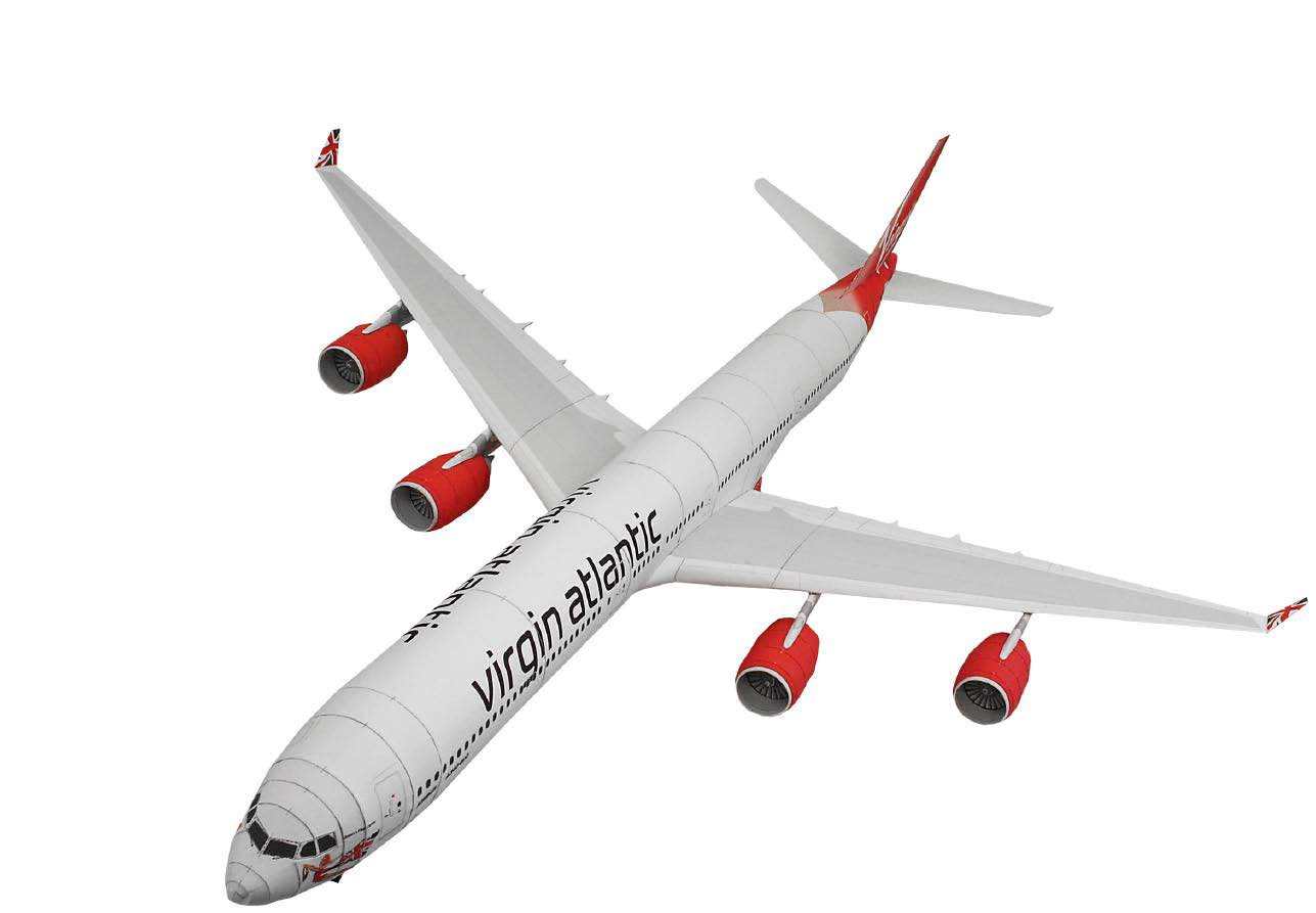 Авиалайнер Airbus A340-600 Virgin Atlantic paper model