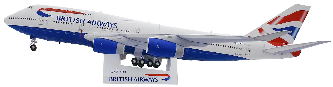 Авиалайнер Boeing 747-400 British Airways paper model