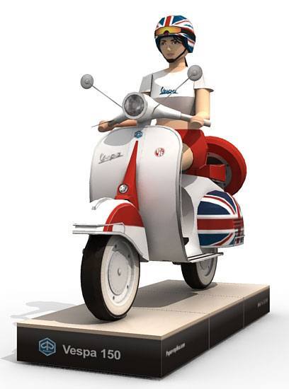 Девушка на мотороллере [серия, часть 2/2] paper model