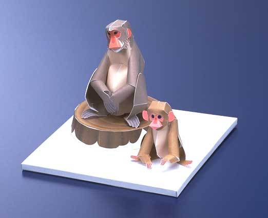 Японский макак paper model