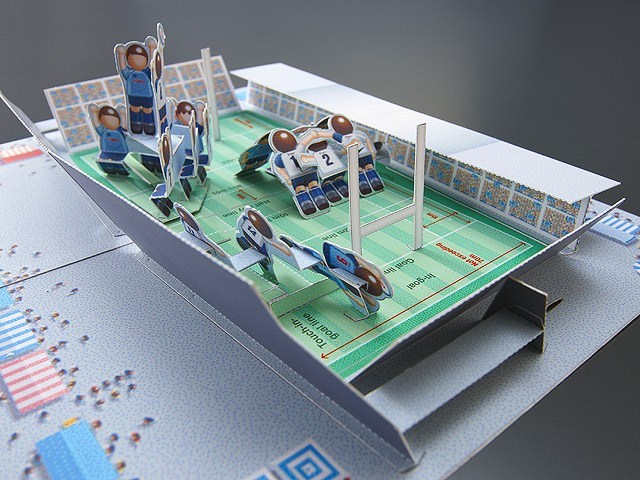 Объемная открытка Давай пойдем на матч по регби paper model