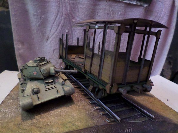 Миномет Nebelwerfer и диорама Железнодорожный переезд paper model