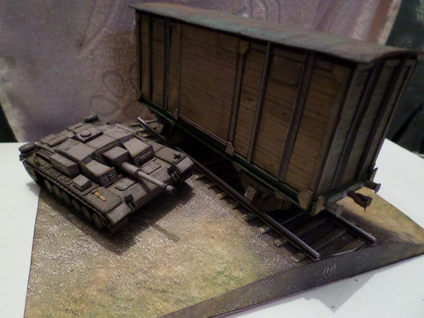Миномет Nebelwerfer и диорама Железнодорожный переезд paper model