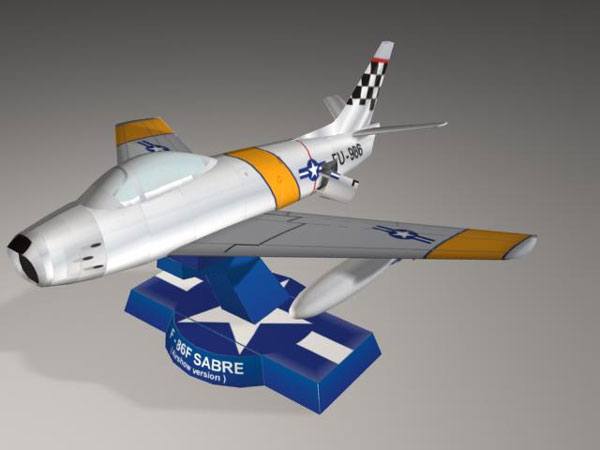 Истребитель F-86 Sabre ВВС США paper model